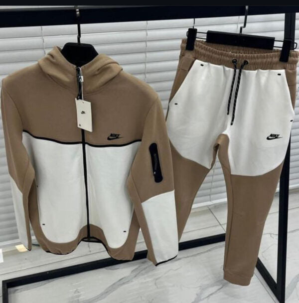 Σετ Nike Tech Fleece Μπεζ-Λευκό